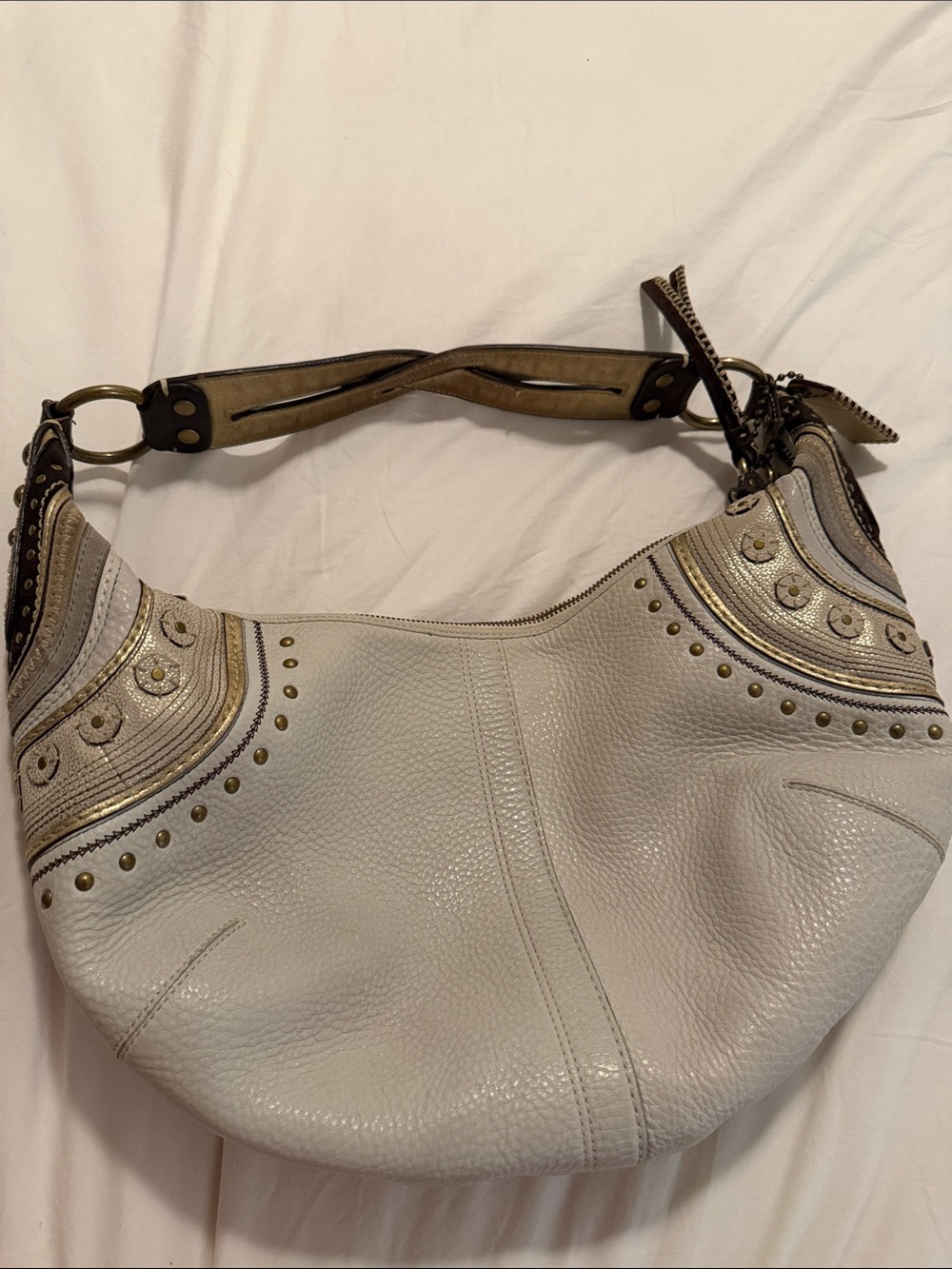 COACH White Leather Hobo Bag with Metallic Accents - Picture 9 of 9